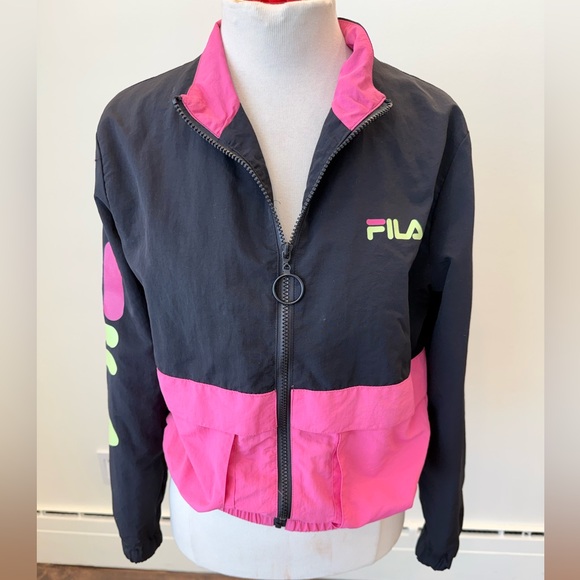Fila Jackets & Blazers - Fila Black and Pink Zip-Up Jacket